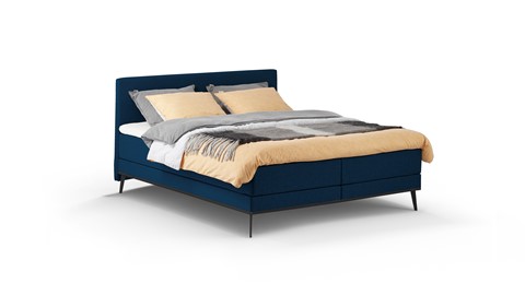 Boxspring Viggo vlak met gestoffeerd matras, oakland  blauw