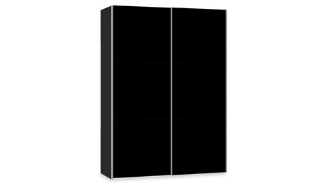 Schuifdeurkast Kixx, zwart/zwartglas