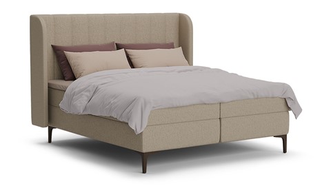 Boxspring Ivory soft teddy vlak met gestoffeerd matras, beige