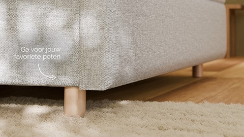 Boxspring Mica linen touch vlak met gestoffeerd matras, light grey