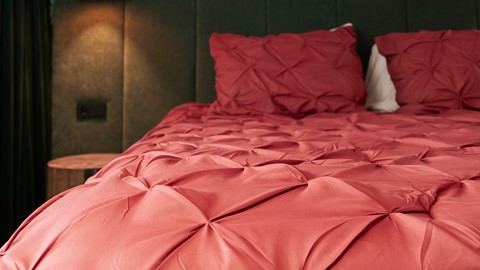 HappyBed Pinch Pleat - dekbed zonder overtrek, terracotta
