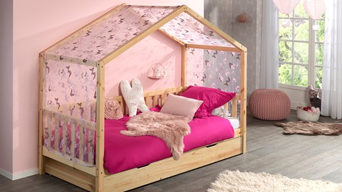 Huisbed Dallas met slaaplade en textielset, naturel