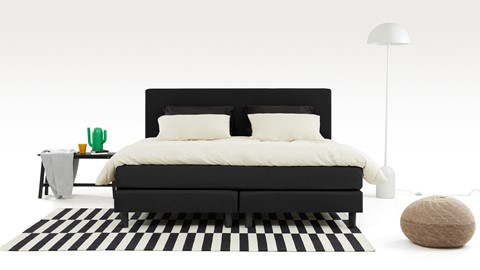 Boxspring Bellino vlak met gestoffeerd matras, zwart