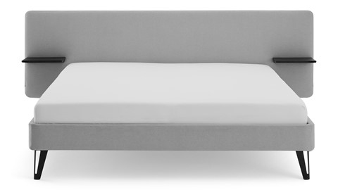 Bed Bädd Forma met Bossflex 400 vlak en gestoffeerd matras, etna light grey