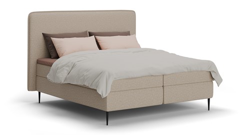 Boxspring Quartz linen touch vlak met gestoffeerd matras, beige