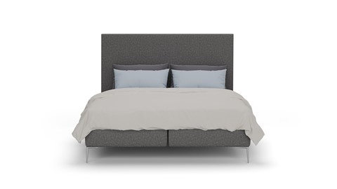 Boxspring Emerald vlak met Silver Pocket Deluxe Foam matras, dark grey