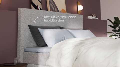 Boxspring Emerald linen touch vlak met gestoffeerd matras, light grey