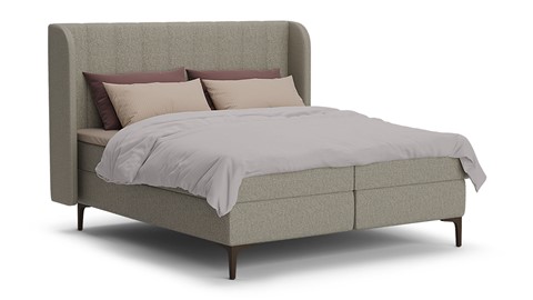 Boxspring Ivory soft teddy vlak met gestoffeerd matras, taupe