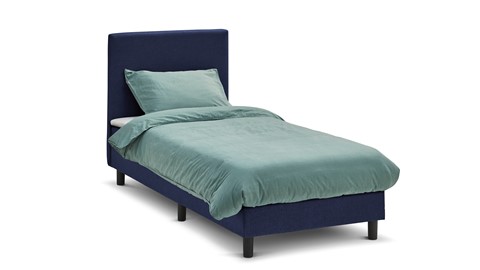 Boxspring Cisano vlak met gestoffeerd matras, blauw