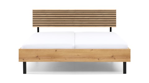 Bed Flint, bianco eiken/grafiet