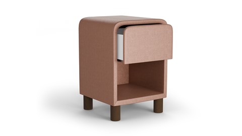 Nachtkast rond B Bright met 1 lade en poten, blush