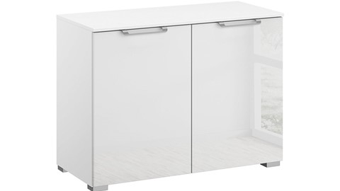 Commode Sydney met 2 glasdeuren, wit+glas wit