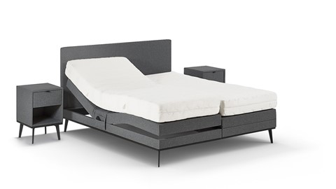 Boxspring Viggo verstelbaar met Silver Pocket Deluxe Foam matras, towel antraciet
