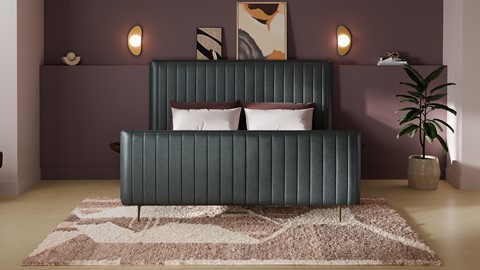 Bed Ruby velvet glow, grey blue