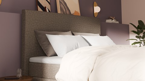 Boxspring Emerald vlak met Silver Pocket Deluxe Foam matras, dark grey