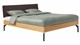 Bed Sky eiken met hoofdbord gecapitonneerd en poot metaal, honing lederlook grijs