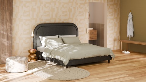 Bed Amber velvet glow, dark grey