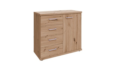 Commode Bienne met 4 laden en 1 deur, bianco eiche