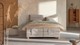 Boxspring Solid Lina verstelbaar met gestoffeerd matras, naturel