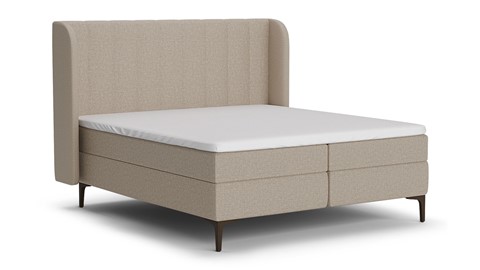 Boxspring Ivory linen touch vlak met gestoffeerd matras, beige
