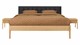 Bed Sky eiken met hoofdbord gecapitonneerd en poot hout, honing lederlook zwart
