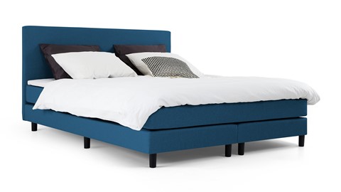 Boxspring Cisano vlak met gestoffeerd matras, blauw