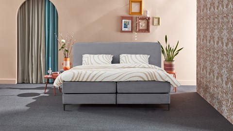 Boxspring Quartz vlak met gestoffeerd matras, dark grey