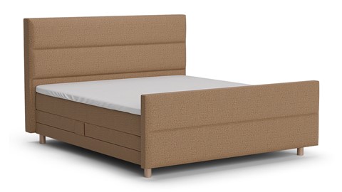 Boxspring Mica soft touch verstelbaar met gestoffeerd matras, mocha mousse