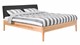 Bed Sky beuken met hoofdbord stof en poot hout, beuken lederlook zwart