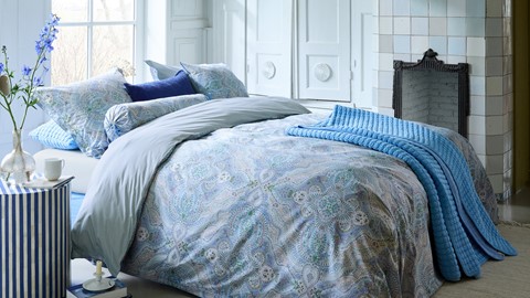 Dekbedovertrek Moon Flower, light blue