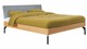 Bed Sky eiken met hoofdbord gecapitonneerd en poot metaal, honing stof basalt