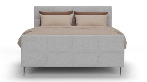 Boxspring Crystal linen touch vlak met gestoffeerd matras, light grey
