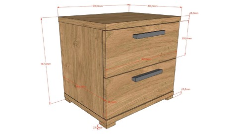 nachtkast Sam met 2 laden, eiken