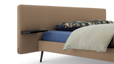 Bed Bädd Forma met Bossflex 400 vlak en gestoffeerd matras, etna caramel