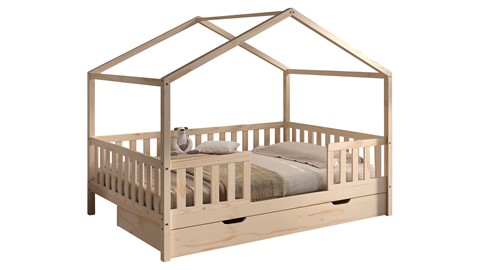 Kajuitbed Dallas als huis met slaaplade en uitvalbeveiliging, natuur