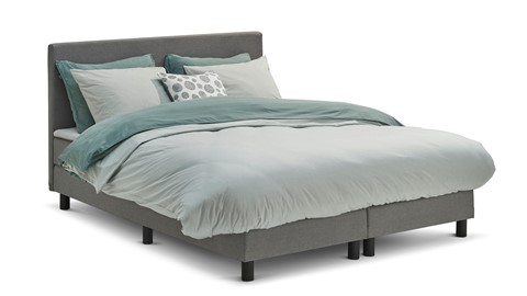 Boxspring Cisano vlak met gestoffeerd matras, lichtgrijs