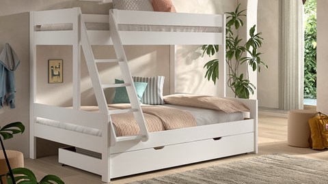 Stapelbed met slaaplade Primo 3-persoons, wit