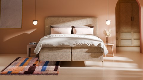 Boxspring Quartz - Velvet motif, beige
