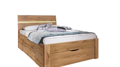 Bed Butiken met hoofdbord met verlichting, wotan eiken