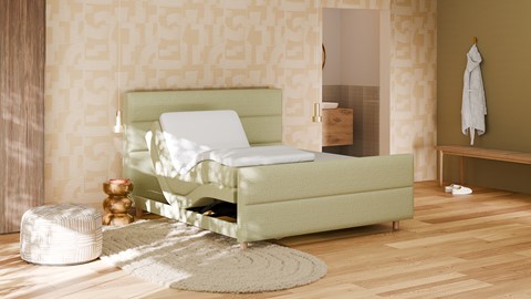 Boxspring Mica soft touch verstelbaar met gestoffeerd matras, pistachio