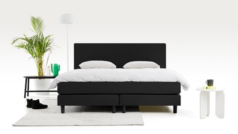 Boxspring Invito vlak met gestoffeerd matras, zwart