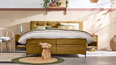 Opbergbox Citrine met gestoffeerd matras, ocre
