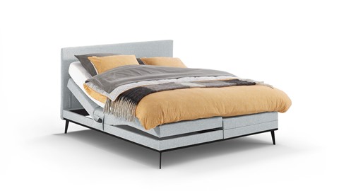 Boxspring Viggo verstelbaar met Silver Pocket Deluxe Foam matras, oakland grijs