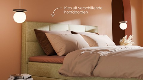 Boxspring Crystal soft touch met gestoffeerd matras, pistachio