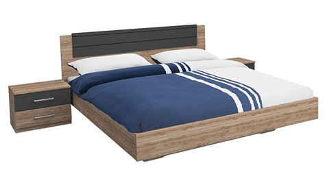 Bed Burgos, eiken sanremo/grijs