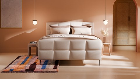 Boxspring Crystal soft touch met gestoffeerd matras, beige
