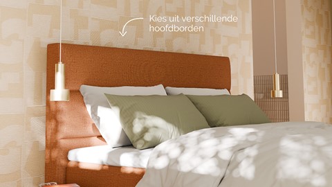 Boxspring Mica soft touch verstelbaar met gestoffeerd matras, terracotta