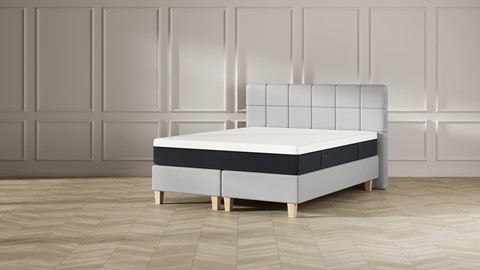 Boxspring Emma Deluxe Elegant vlak met Emma O2 matras, light grey