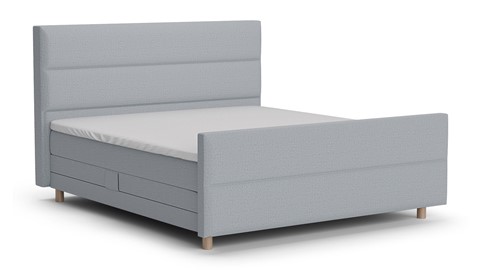 Boxspring Mica soft touch verstelbaar met gestoffeerd matras, light blue