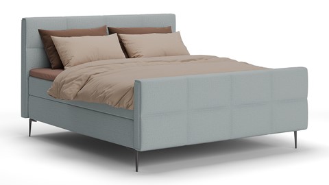 Boxspring Crystal soft touch met gestoffeerd matras, light blue